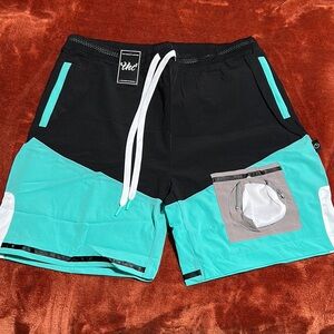NWT Men's Black and Teal Shorts